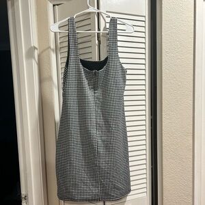 Black and white tartan plus size dress